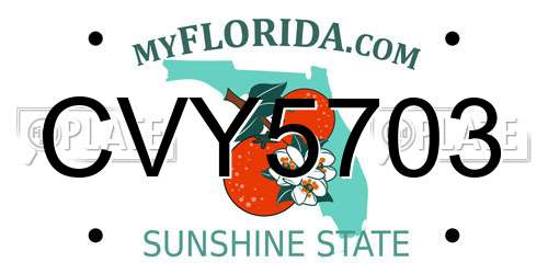 CVY5703 Florida License Plate