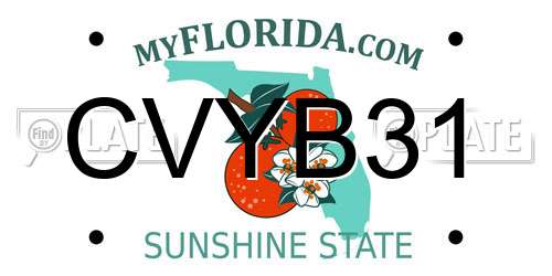 CVYB31 Florida License Plate