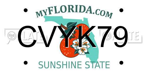 CVYK79 Florida License Plate