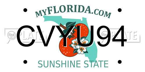 CVYU94 Florida License Plate