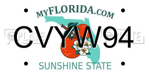 CVYW94 Florida License Plate