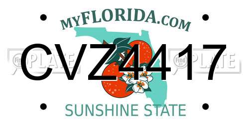 CVZ4417 Florida License Plate