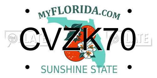 CVZK70 Florida License Plate