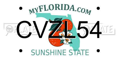CVZL54 Florida License Plate