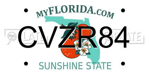 CVZR84 Florida License Plate