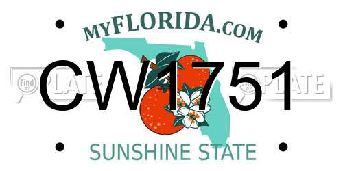 CW1751 Florida License Plate