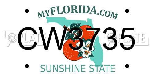 CW3735 Florida License Plate