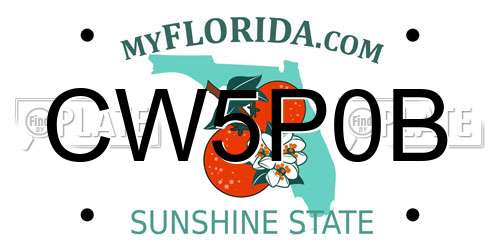CW5P0B Florida License Plate