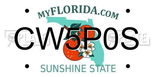 CW5P0S Florida License Plate