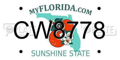 CW8778 Florida License Plate