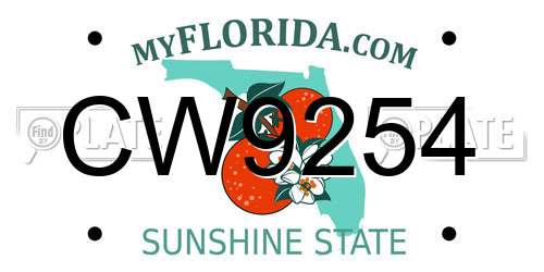 CW9254 Florida License Plate