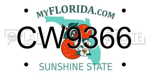 CW9366 Florida License Plate