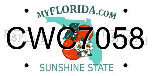 CWC7058 Florida License Plate