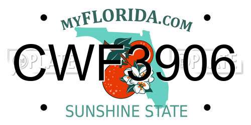 CWF3906 Florida License Plate