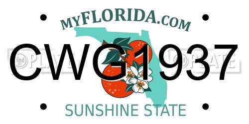 CWG1937 Florida License Plate