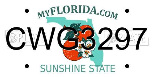 CWG3297 Florida License Plate