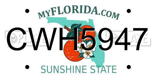 CWH5947 Florida License Plate