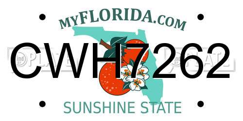 CWH7262 Florida License Plate