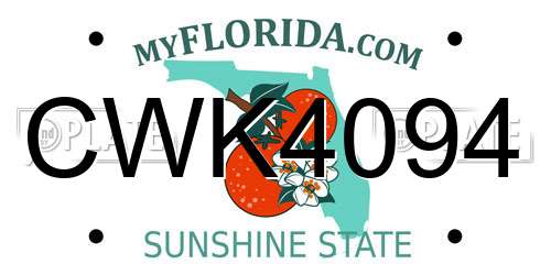 CWK4094 Florida License Plate