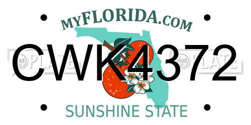 CWK4372 Florida License Plate