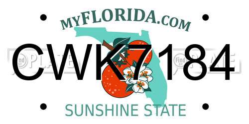 CWK7184 Florida License Plate