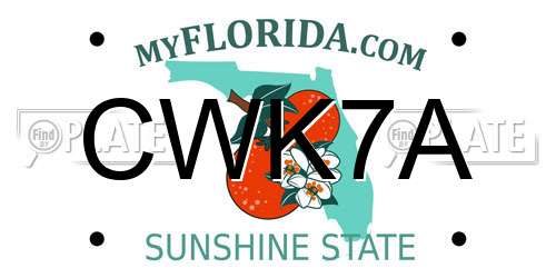 CWK7A Florida License Plate