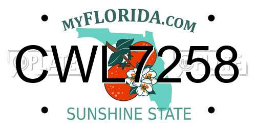 CWL7258 Florida License Plate