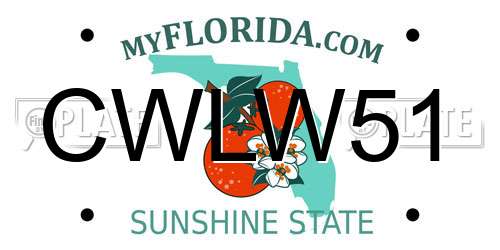 CWLW51 Florida License Plate