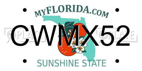CWMX52 Florida License Plate