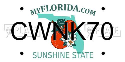 CWNK70 Florida License Plate