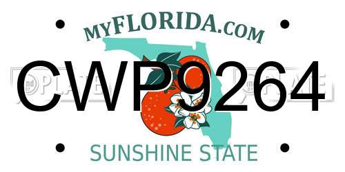 CWP9264 Florida License Plate