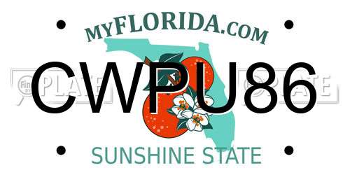 CWPU86 Florida License Plate