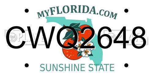 CWQ2648 Florida License Plate