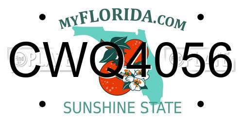 CWQ4056 Florida License Plate