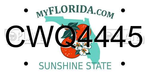 CWQ4445 Florida License Plate