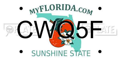 CWQ5F Florida License Plate
