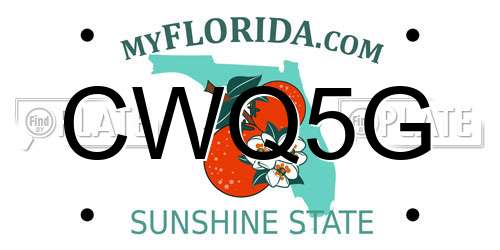 CWQ5G Florida License Plate