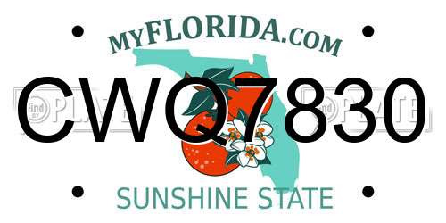 CWQ7830 Florida License Plate