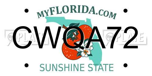 CWQA72 Florida License Plate