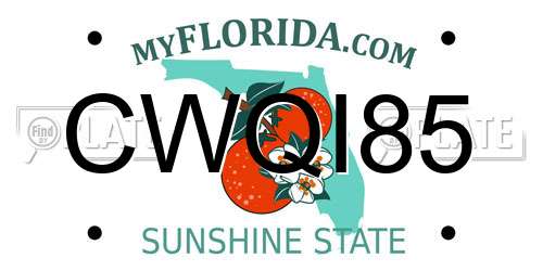 CWQI85 Florida License Plate