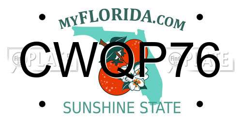 CWQP76 Florida License Plate