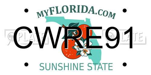 CWRE91 Florida License Plate