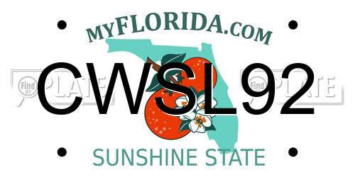 CWSL92 Florida License Plate