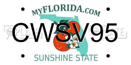 CWSV95 Florida License Plate