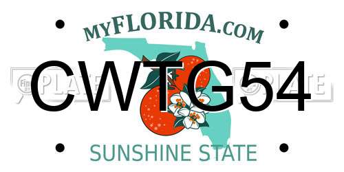 CWTG54 Florida License Plate