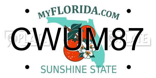 CWUM87 Florida License Plate