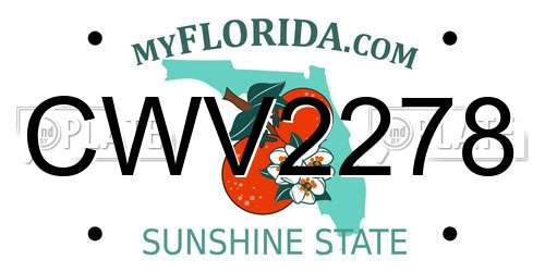CWV2278 Florida License Plate