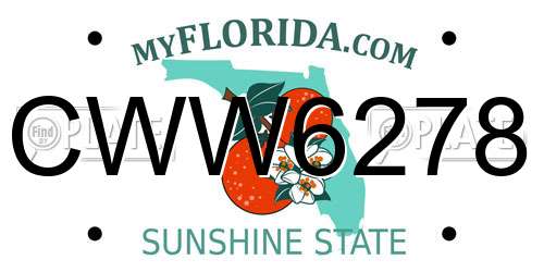 CWW6278 Florida License Plate