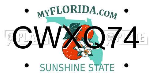 CWXQ74 Florida License Plate