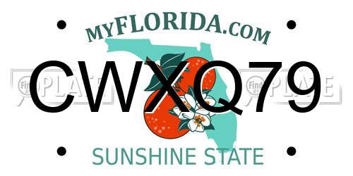 CWXQ79 Florida License Plate